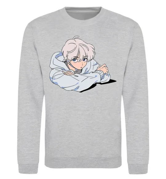 Світшот Anime art boy Сірий меланж фото