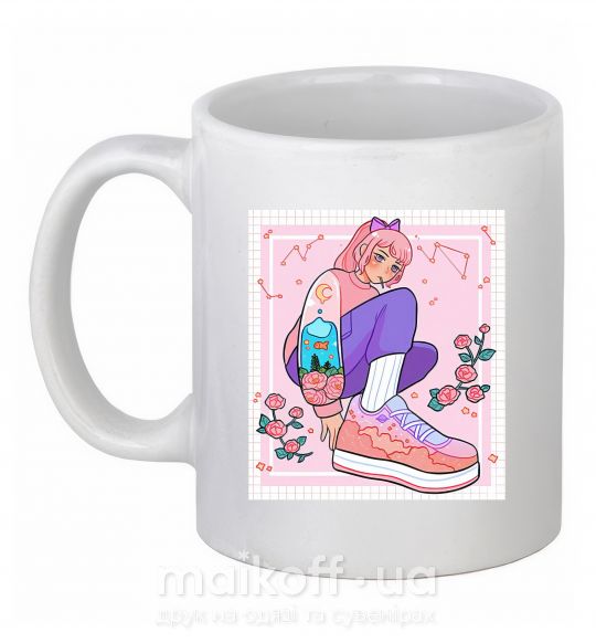 Чашка керамическая Anime girl art Белый фото