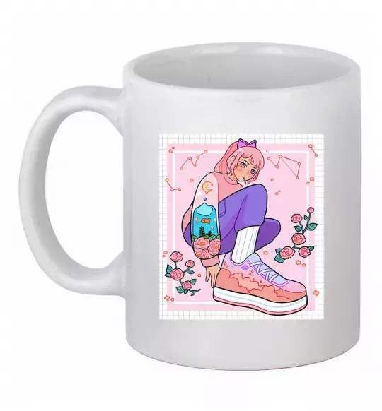 Чашка керамічна Anime girl art Білий фото
