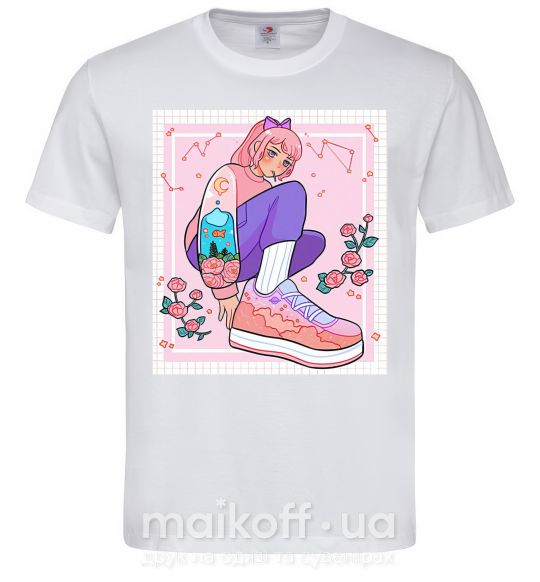 Мужская футболка Anime girl art Белый фото