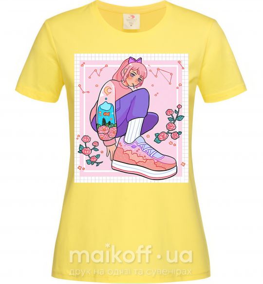 Жіноча футболка Anime girl art Лимонний фото
