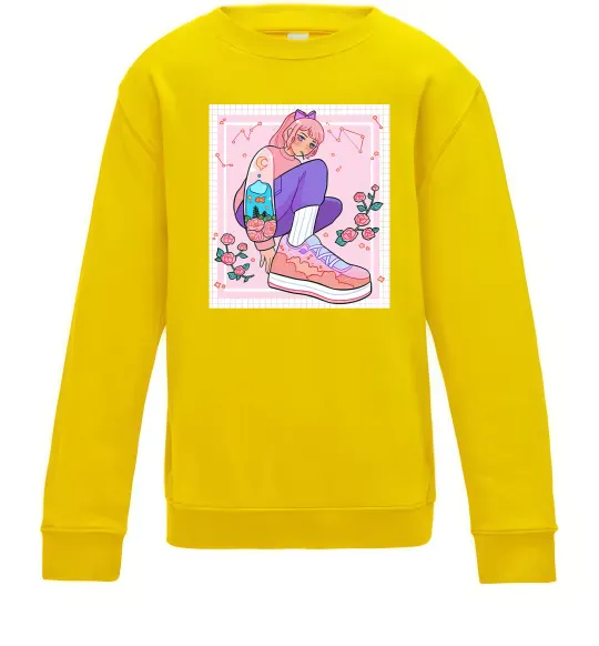 Детский Свитшот Anime girl art Солнечно желтый фото