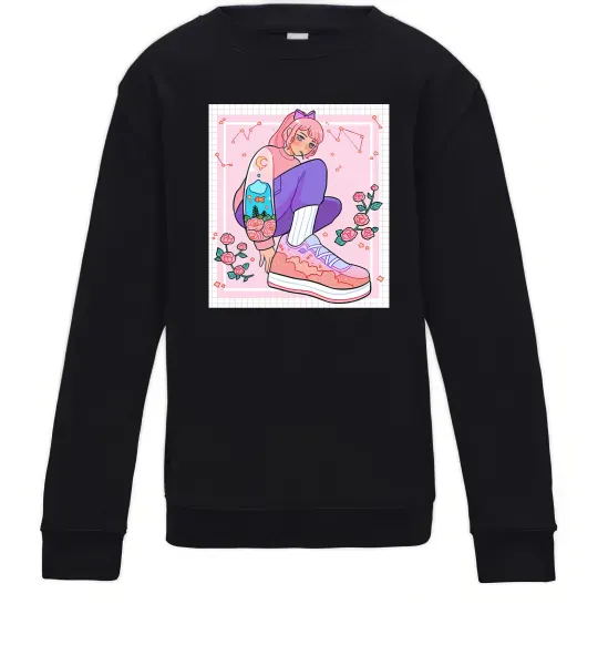 Детский Свитшот Anime girl art Черный фото