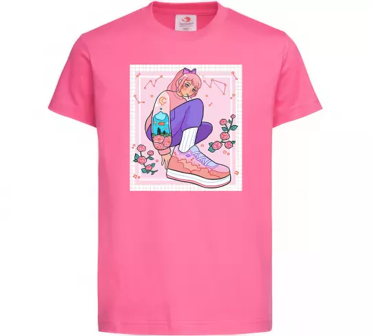 Дитяча футболка Anime girl art Яскраво-рожевий фото