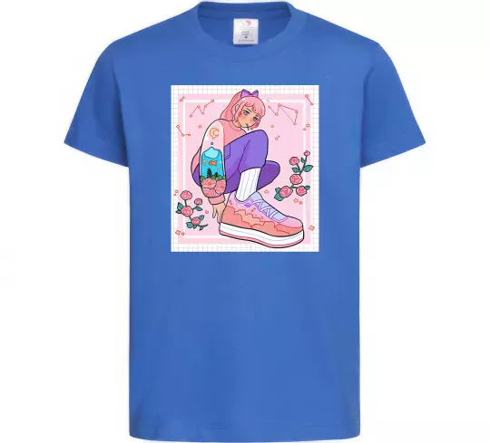 Дитяча футболка Anime girl art Яскраво-синій фото