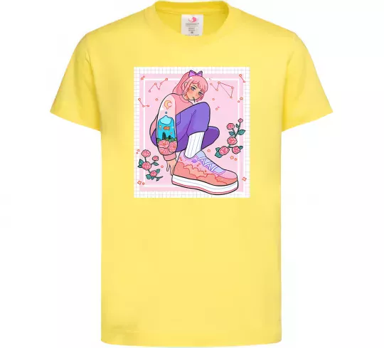 Дитяча футболка Anime girl art Лимонний фото