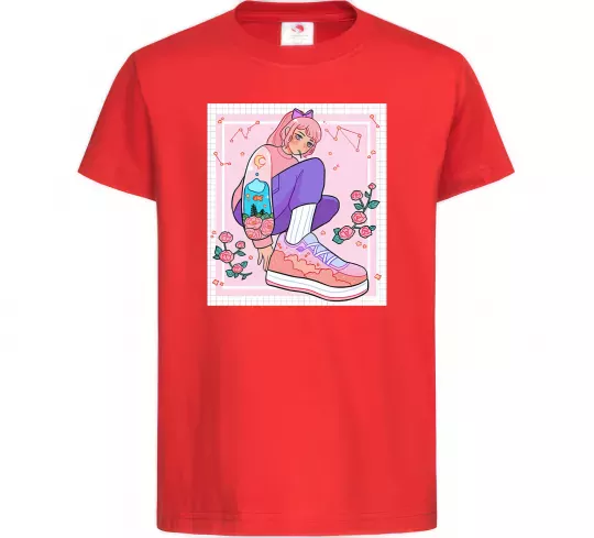 Дитяча футболка Anime girl art Червоний фото