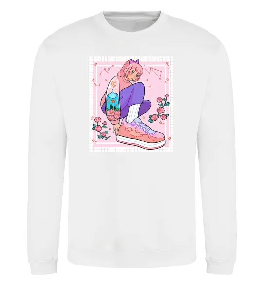 Свитшот Anime girl art Белый фото