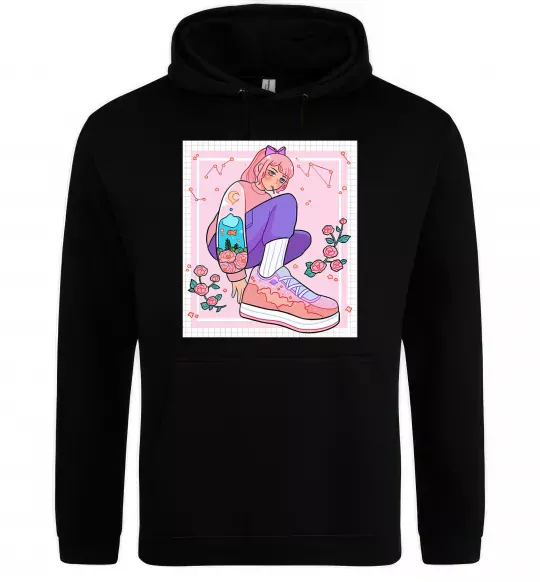 Чоловіча толстовка (худі) Anime girl art Чорний фото