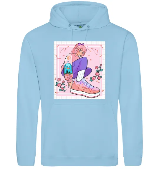 Чоловіча толстовка (худі) Anime girl art Блакитний фото