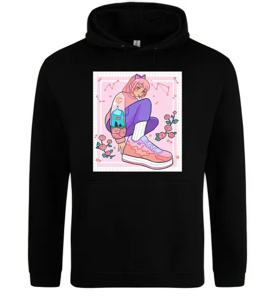 Женская толстовка (худи) Anime girl art Черный фото
