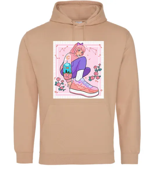 Женская толстовка (худи) Anime girl art Песочный фото