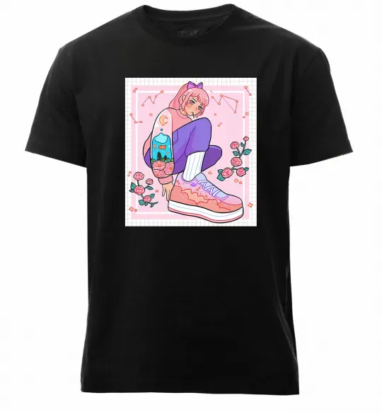 Мужская премиум футболка Anime girl art Черный фото