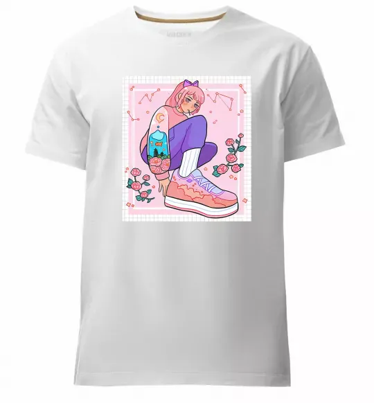 Мужская премиум футболка Anime girl art Белый фото