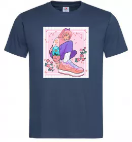 Мужская футболка Anime girl art Темно-синий фото