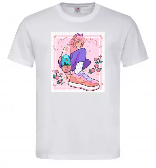 Мужская футболка Anime girl art Белый фото
