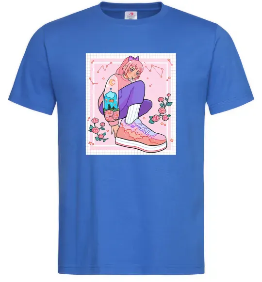 Мужская футболка Anime girl art Ярко-синий фото