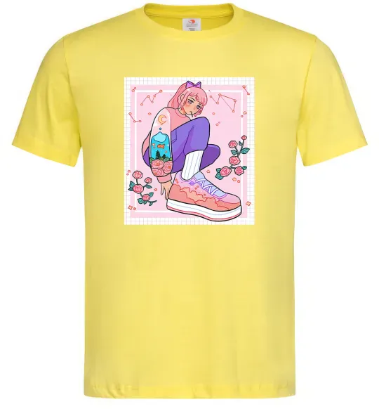 Мужская футболка Anime girl art Лимонный фото