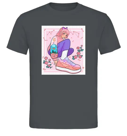 Мужская футболка Anime girl art Графит фото