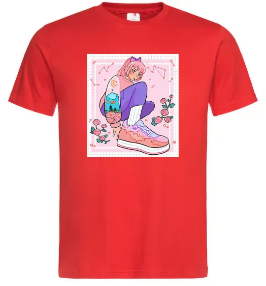 Мужская футболка Anime girl art Красный фото