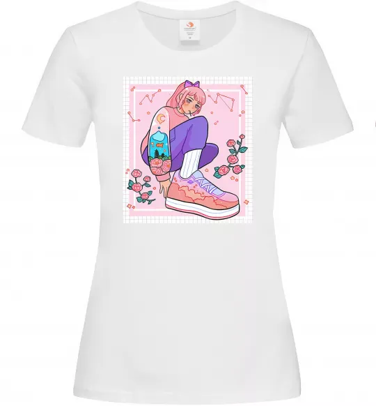 Жіноча футболка Anime girl art Білий фото