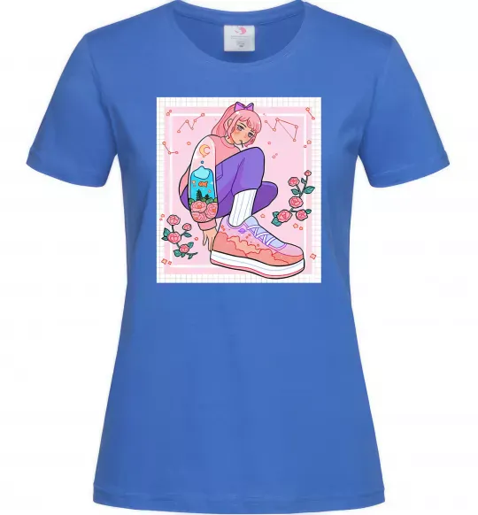 Жіноча футболка Anime girl art Яскраво-синій фото