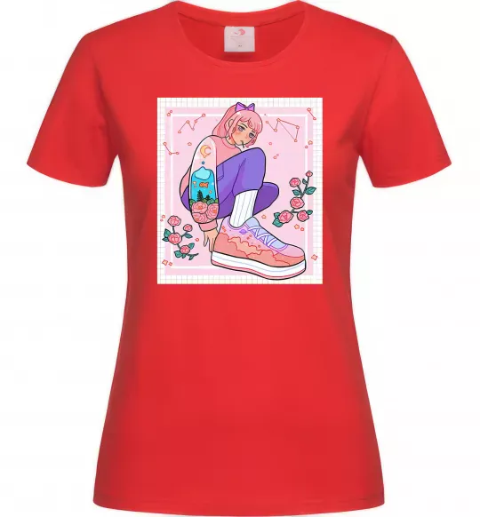 Жіноча футболка Anime girl art Червоний фото