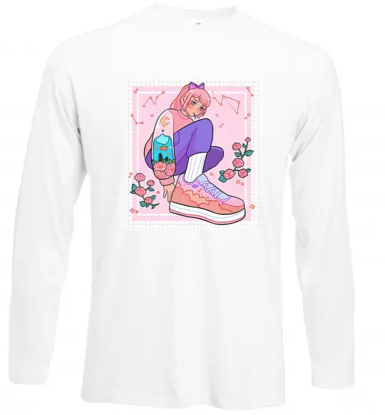 Лонгслив Anime girl art Белый фото