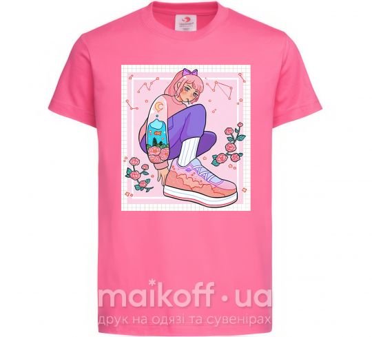 Дитяча футболка Anime girl art Яскраво-рожевий фото