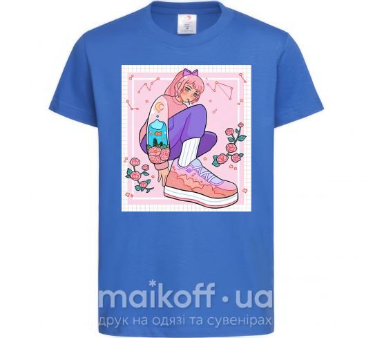 Дитяча футболка Anime girl art Яскраво-синій фото