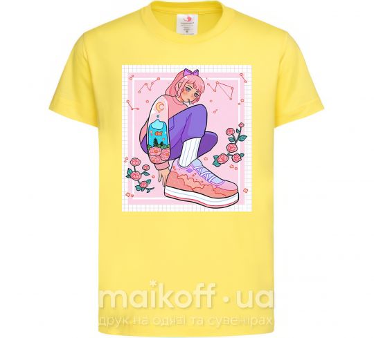 Дитяча футболка Anime girl art Лимонний фото