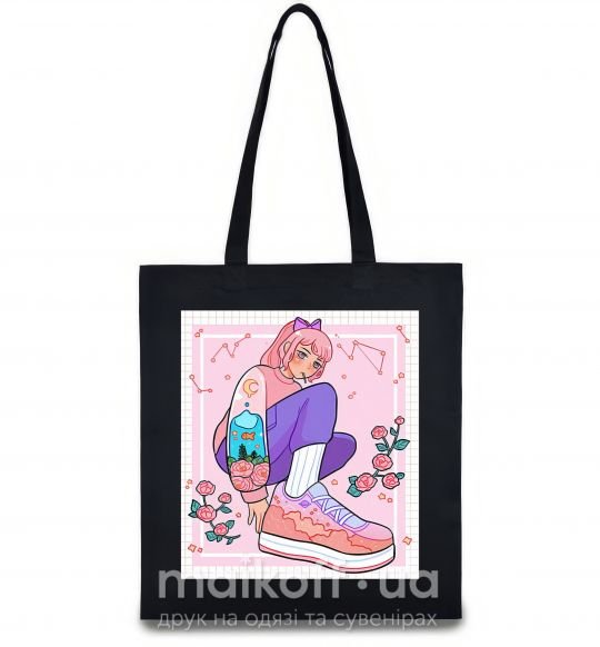 Эко-сумка Anime girl art Черный фото