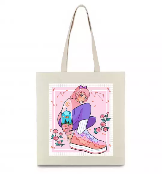 Еко-сумка Anime girl art Бежевий фото