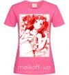 Жіноча футболка Девушка аниме арт красный Яскраво-рожевий фото