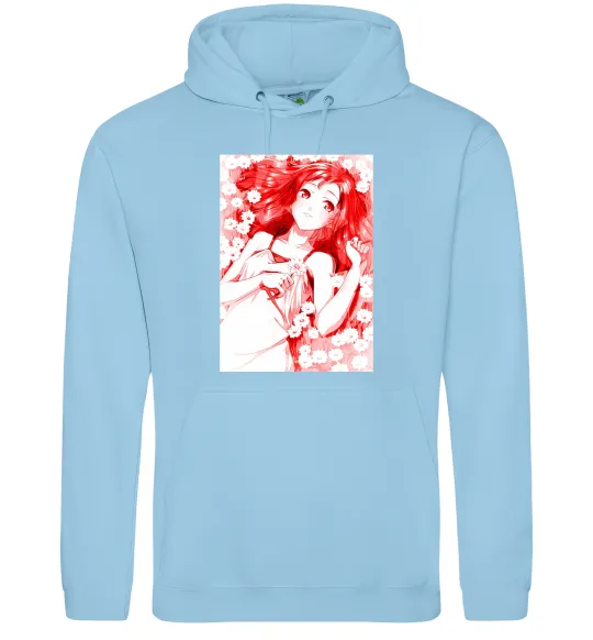 Чоловіча толстовка (худі) Дівчина аніме арт червоний Блакитний фото