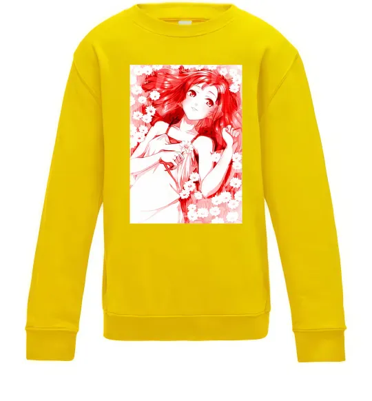 Детский Свитшот Дівчина аніме арт червоний Солнечно желтый фото