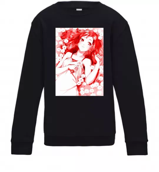 Детский Свитшот Дівчина аніме арт червоний Черный фото
