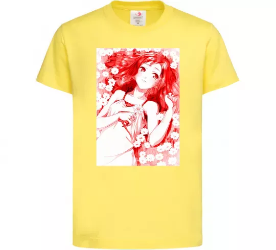 Дитяча футболка Дівчина аніме арт червоний Лимонний фото