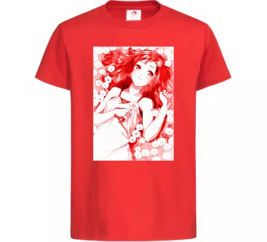 Дитяча футболка Дівчина аніме арт червоний Червоний фото
