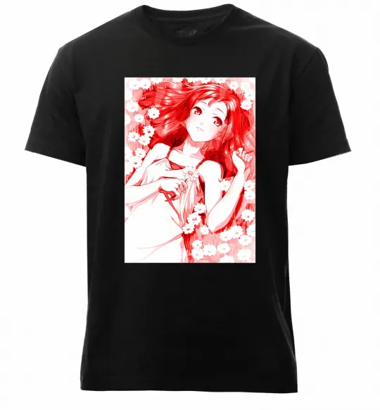 Чоловіча преміум футболка Дівчина аніме арт червоний Чорний фото