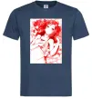 Чоловіча футболка Дівчина аніме арт червоний Темно-синій Чоловіча футболка Дівчина аніме арт червоний Темно-синій фото