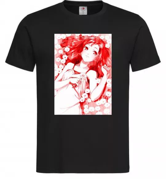 Чоловіча футболка Дівчина аніме арт червоний Чорний фото