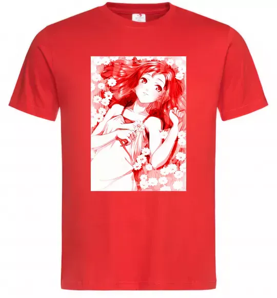 Чоловіча футболка Дівчина аніме арт червоний Червоний фото