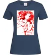 Женская футболка Дівчина аніме арт червоний Темно-синий Женская футболка Дівчина аніме арт червоний Темно-синий фото