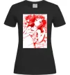 Женская футболка Дівчина аніме арт червоний Черный Женская футболка Дівчина аніме арт червоний Черный фото