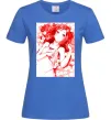 Женская футболка Дівчина аніме арт червоний Ярко-синий Женская футболка Дівчина аніме арт червоний Ярко-синий фото