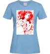 Женская футболка Дівчина аніме арт червоний Голубой Женская футболка Дівчина аніме арт червоний Голубой фото
