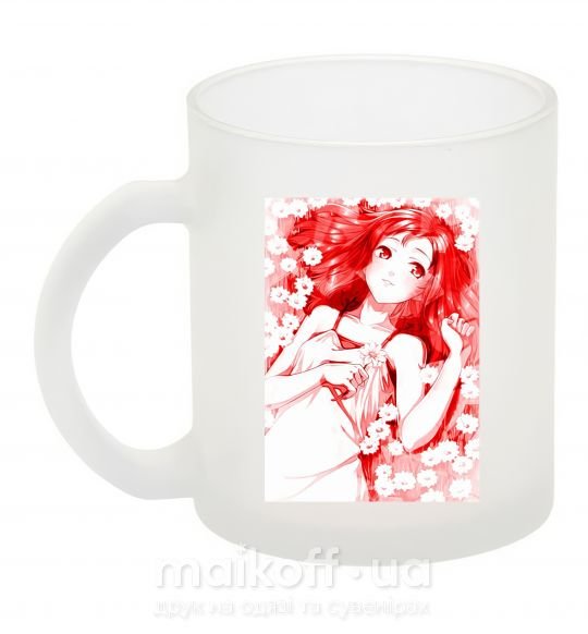 Чашка стеклянная Девушка аниме арт красный Фроузен фото