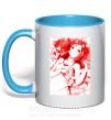Чашка с цветной ручкой Девушка аниме арт красный Голубой фото
