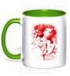 Чашка з кольоровою ручкою Девушка аниме арт красный Зелений фото